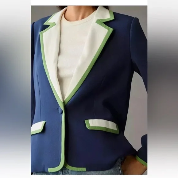 Anthropologie Maeve Colorblock Blazer Jacket - Picture 2 of 14